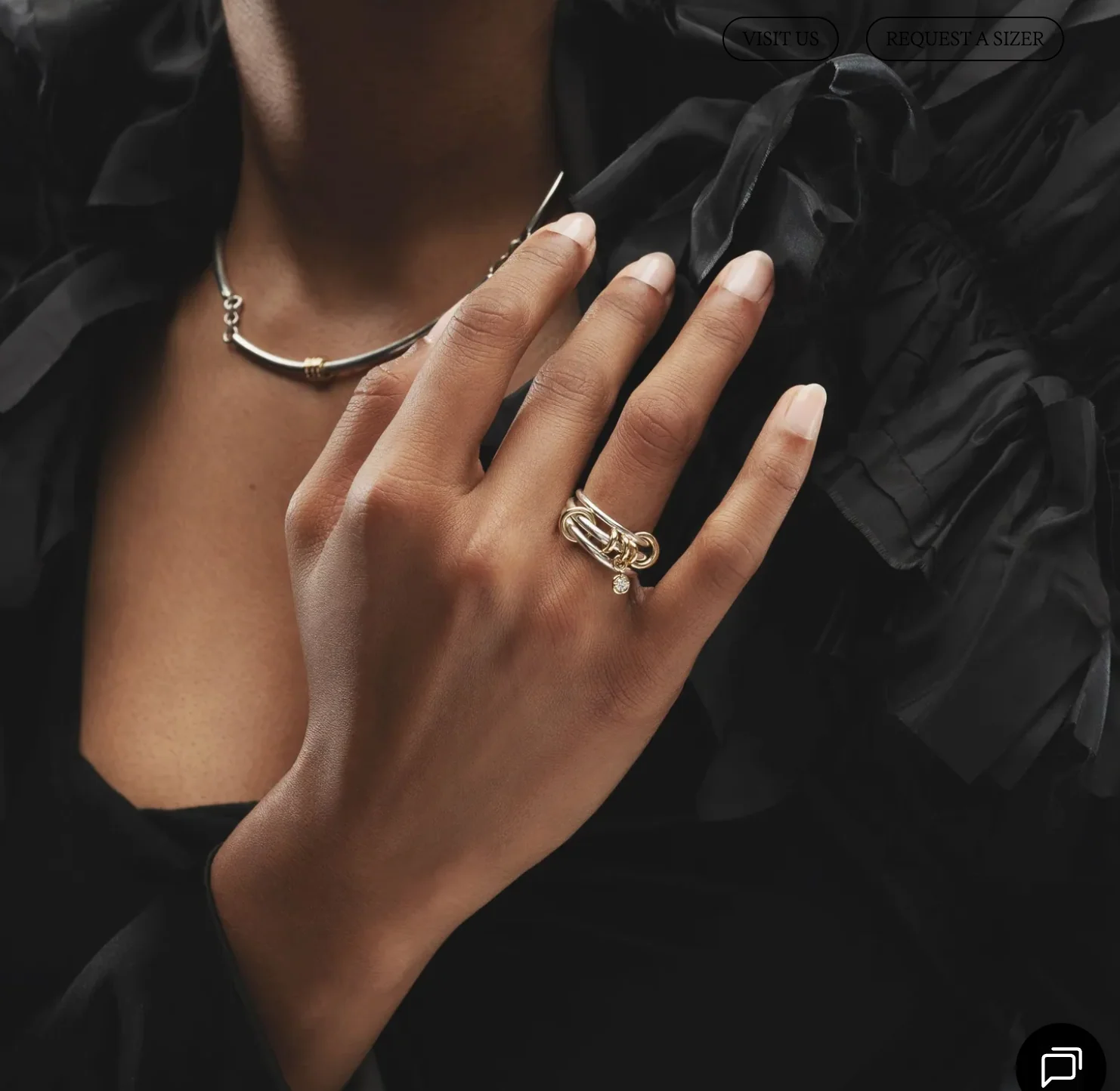 Piera Mixed Metal Linked Diamond Drop Ring - Image 3