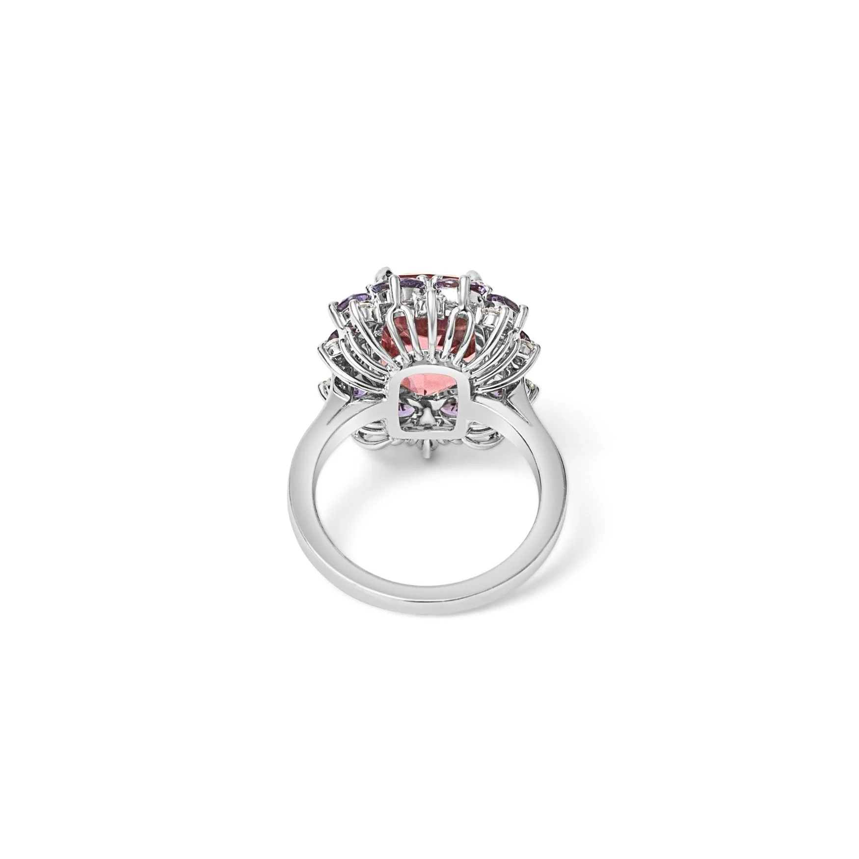 Pink Tourmaline With Purple Sapphire & Diamond Halo Ring - Image 4