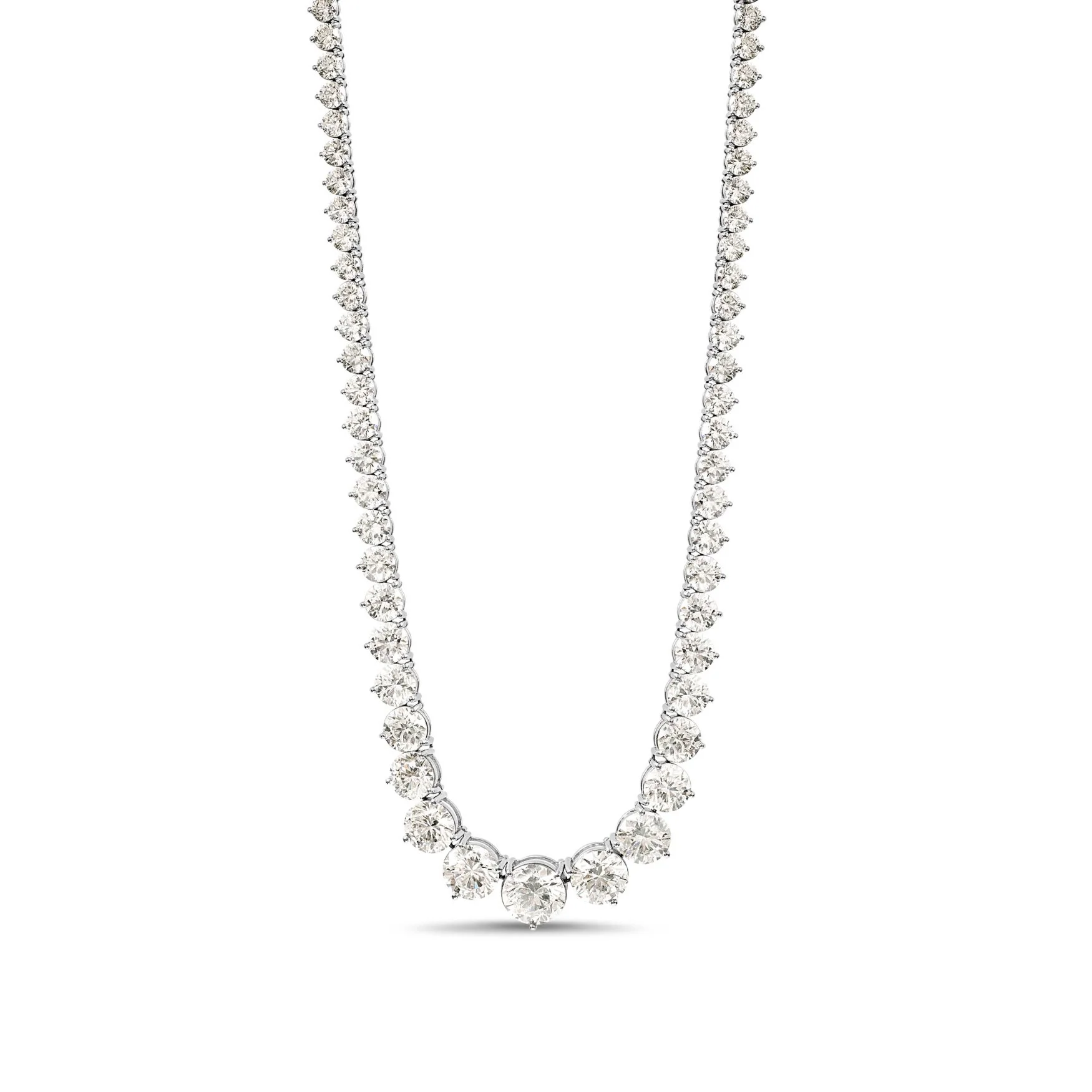 Platinum Round Diamond Riviera Necklace - Image 2