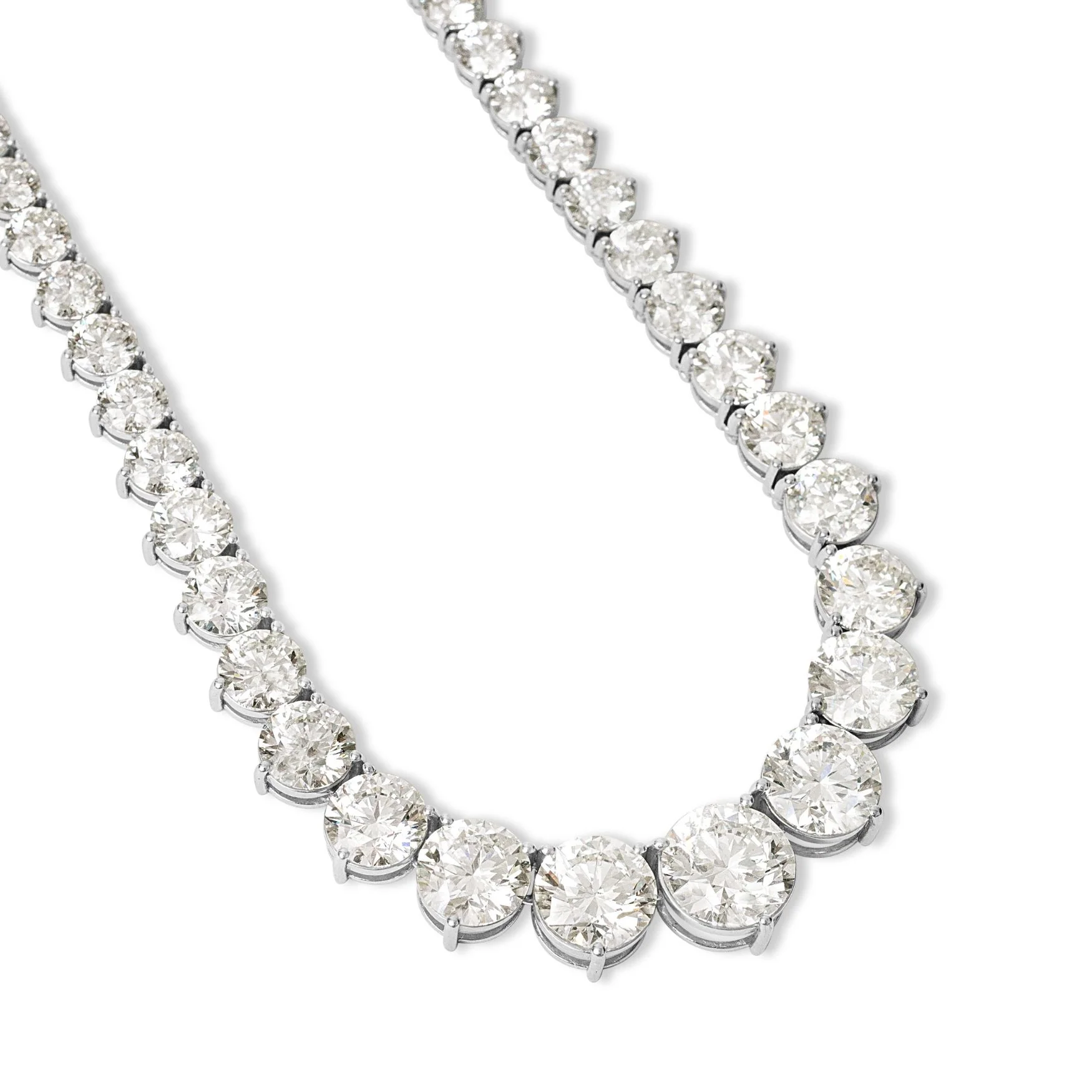 Platinum Round Diamond Riviera Necklace - Image 4