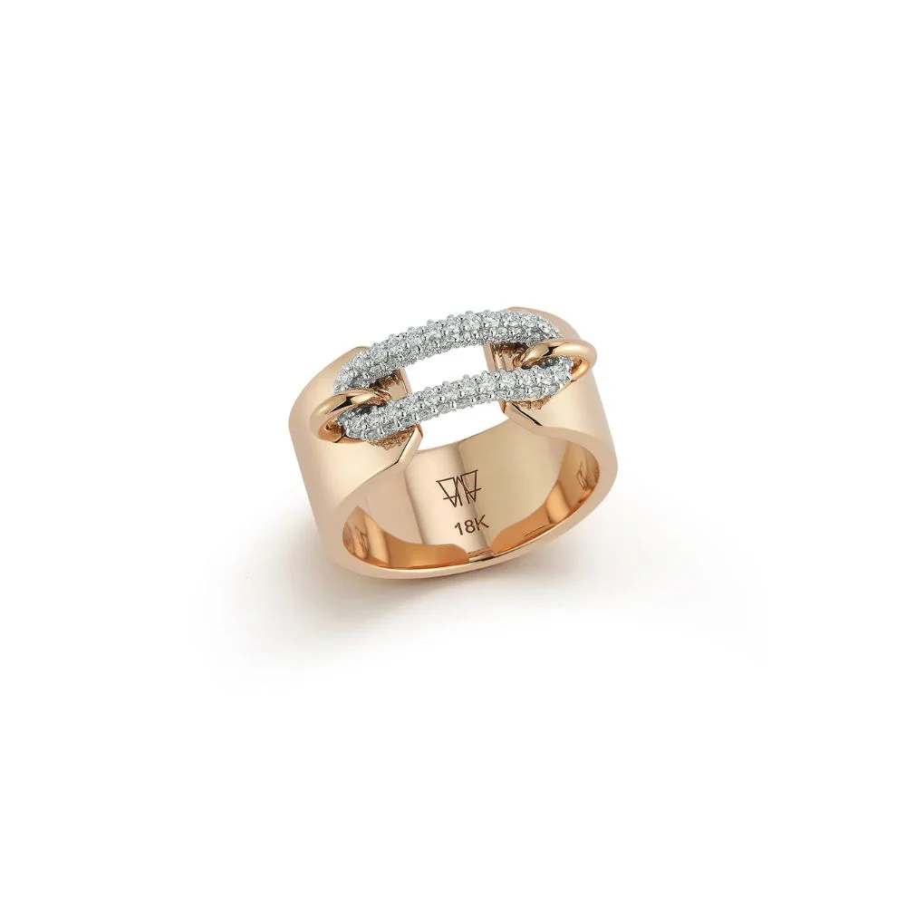 Morrell Pavé Diamond Elongated Link Cuff Ring - Image 3