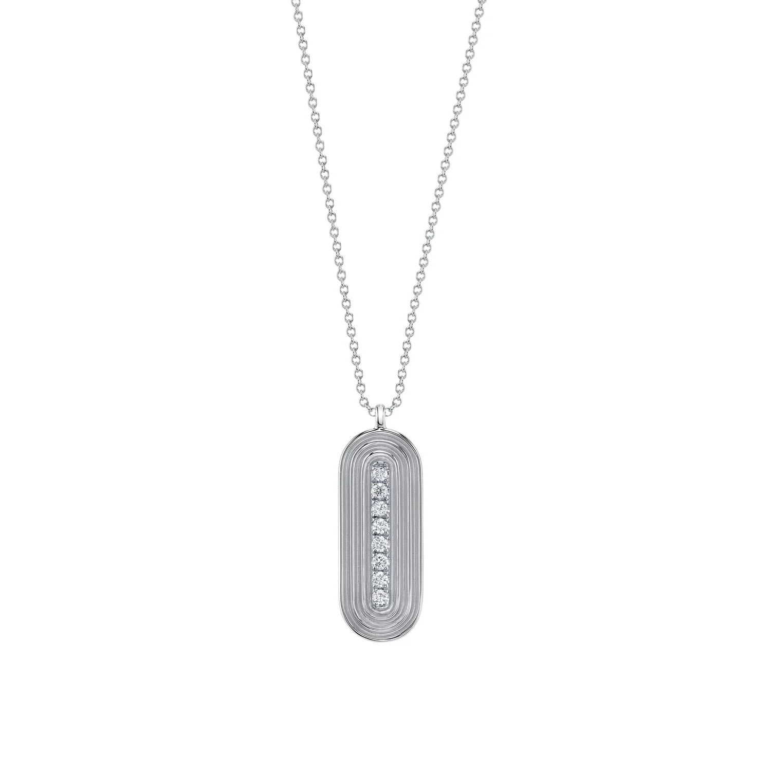 Ribbed Diamond Bar Necklace - Image 3