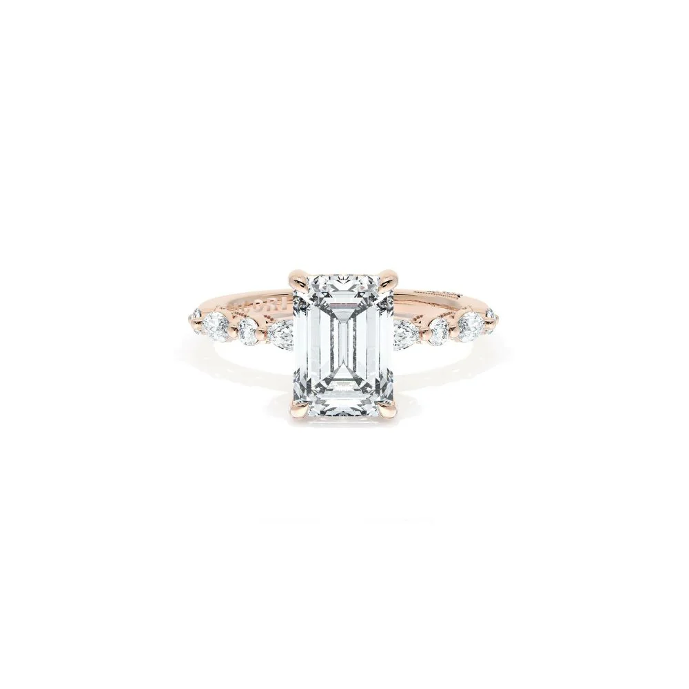 Sculpted Crescent Solitaire Engagement Ring with Alternating Marquise & Round Diamond Band - Image 10