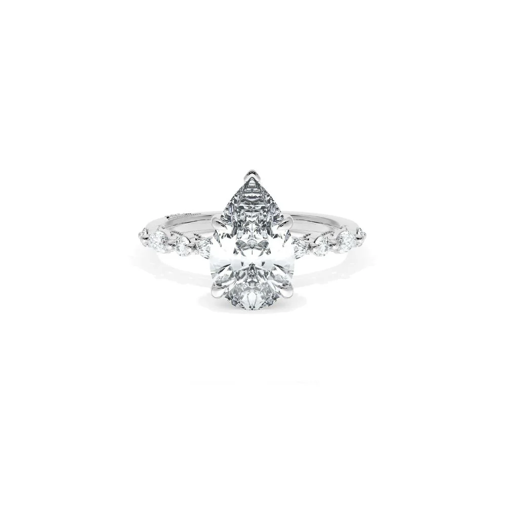 Sculpted Crescent Solitaire Engagement Ring with Alternating Marquise & Round Diamond Band - Image 12