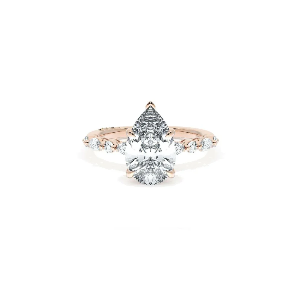 Sculpted Crescent Solitaire Engagement Ring with Alternating Marquise & Round Diamond Band - Image 14