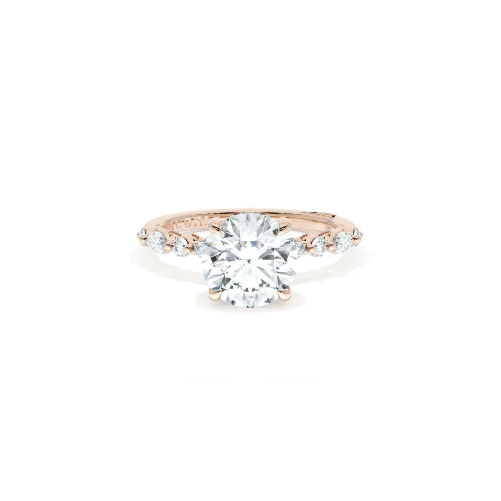 Sculpted Crescent Solitaire Engagement Ring with Alternating Marquise & Round Diamond Band - Image 8