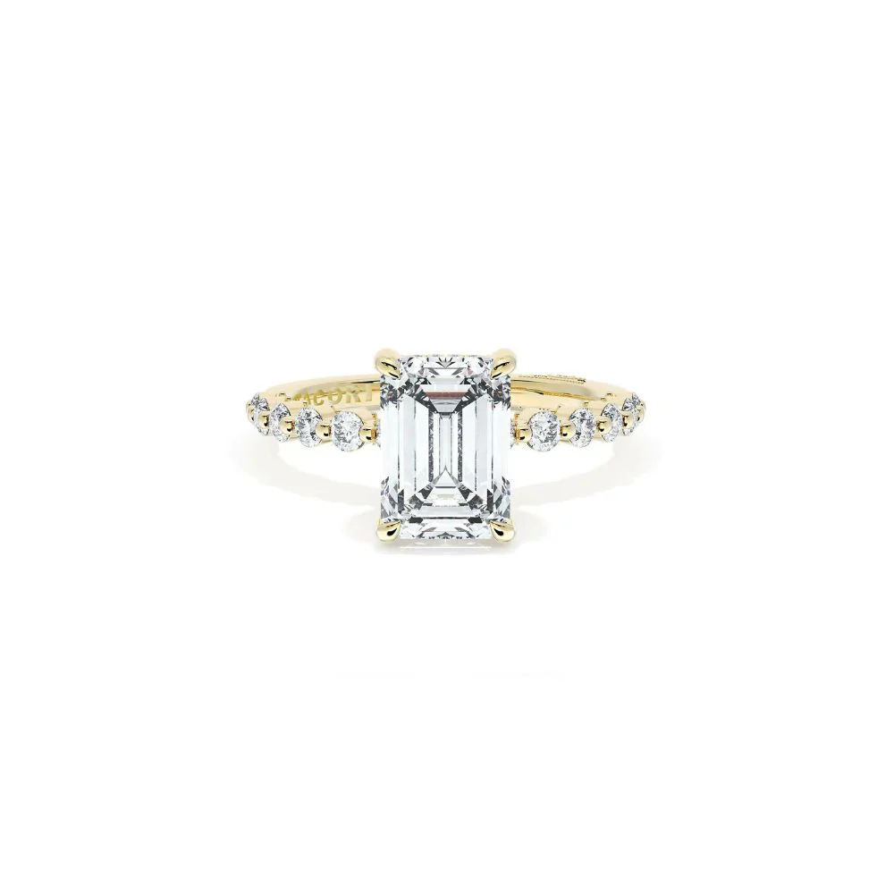 Sculpted Crescent Solitaire Engagement Ring with Round Diamond Band - Image 10