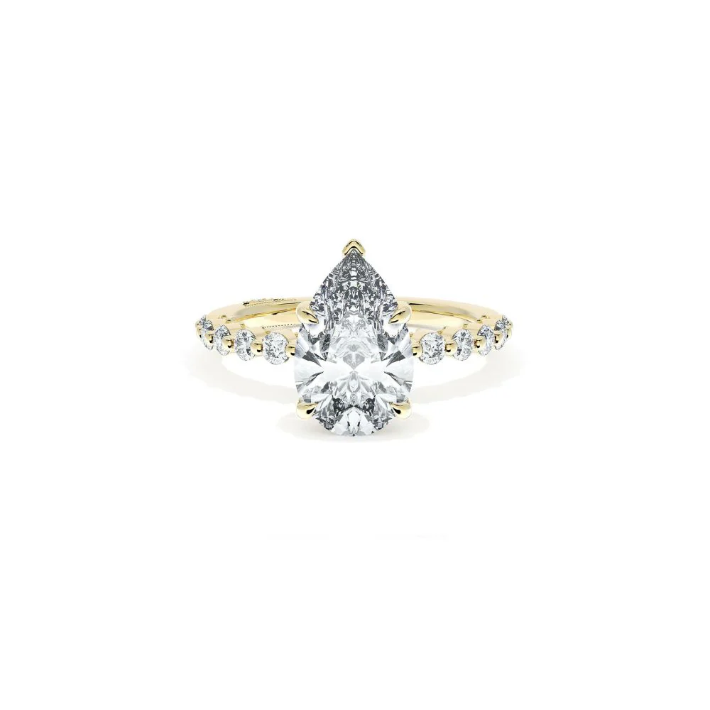 Sculpted Crescent Solitaire Engagement Ring with Round Diamond Band - Image 14