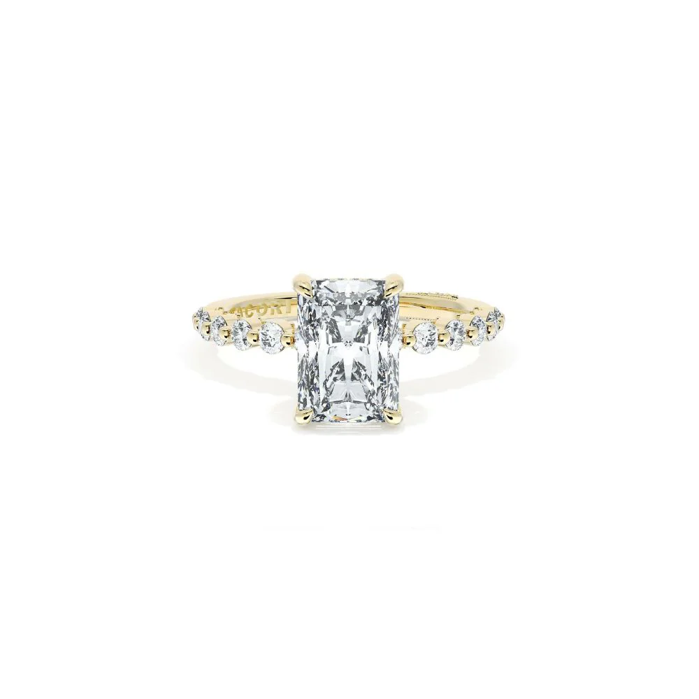 Sculpted Crescent Solitaire Engagement Ring with Round Diamond Band - Image 18