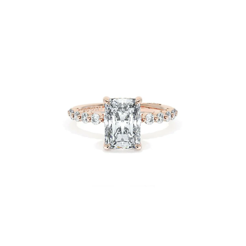 Sculpted Crescent Solitaire Engagement Ring with Round Diamond Band - Image 20