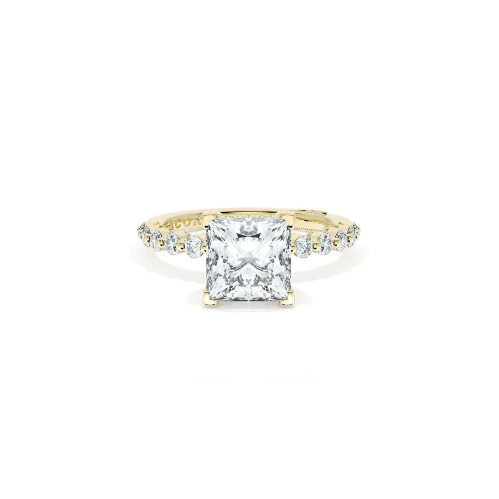 Sculpted Crescent Solitaire Engagement Ring with Round Diamond Band - Image 21