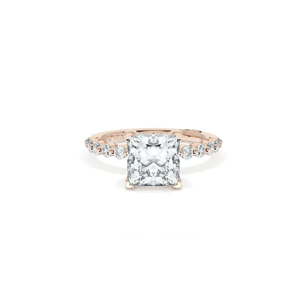 Sculpted Crescent Solitaire Engagement Ring with Round Diamond Band - Image 23