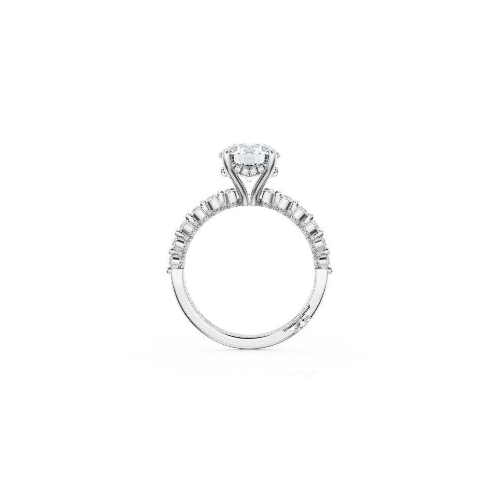 Sculpted Crescent Solitaire Engagement Ring with Round Diamond Band - Image 3