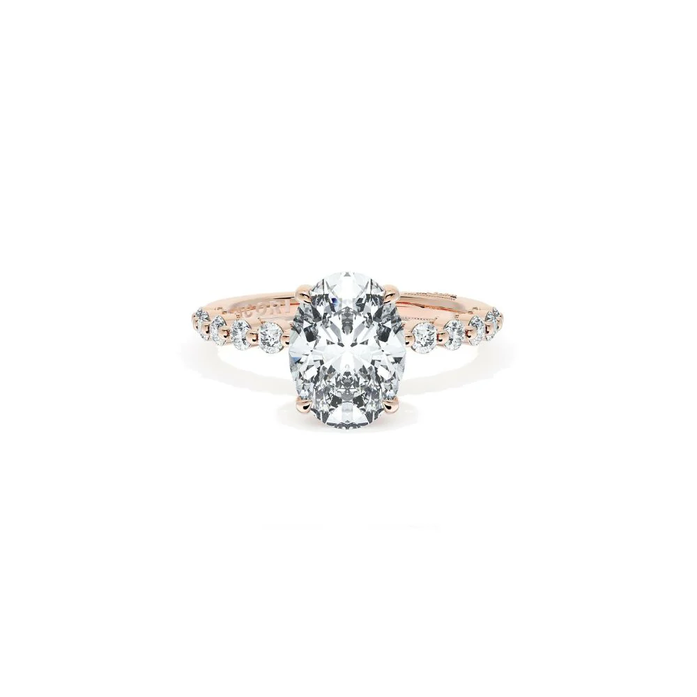 Sculpted Crescent Solitaire Engagement Ring with Round Diamond Band - Image 7
