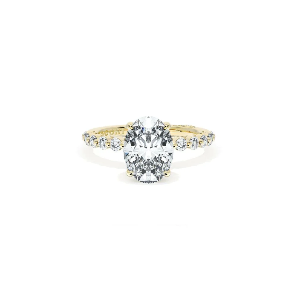 Sculpted Crescent Solitaire Engagement Ring with Round Diamond Band - Image 8