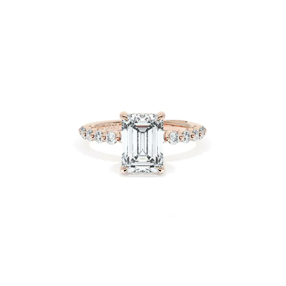 Sculpted Crescent Solitaire Engagement Ring with Round Diamond Band - Image 9