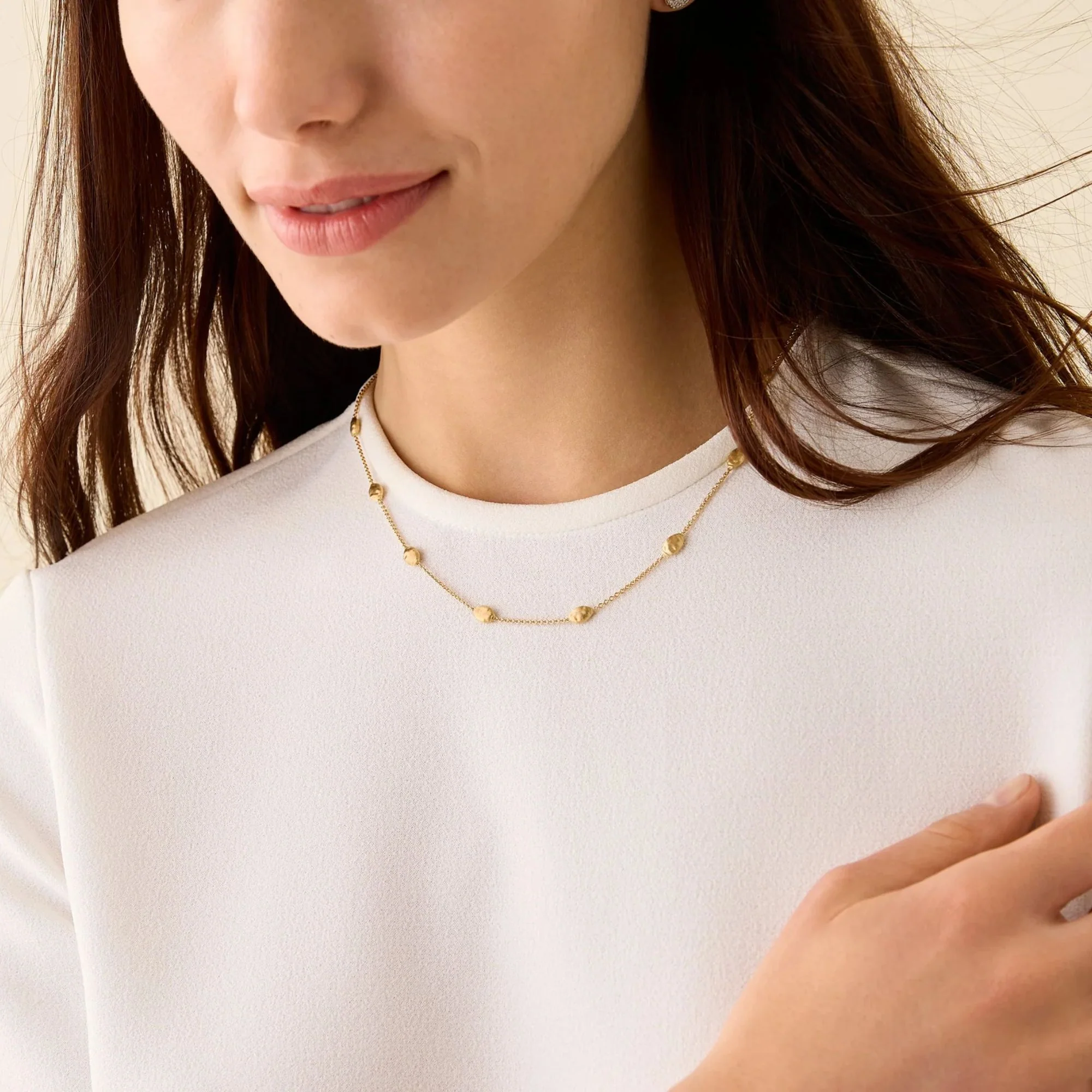 Siviglia Collection Brushed Oval Bead Necklace - Image 2