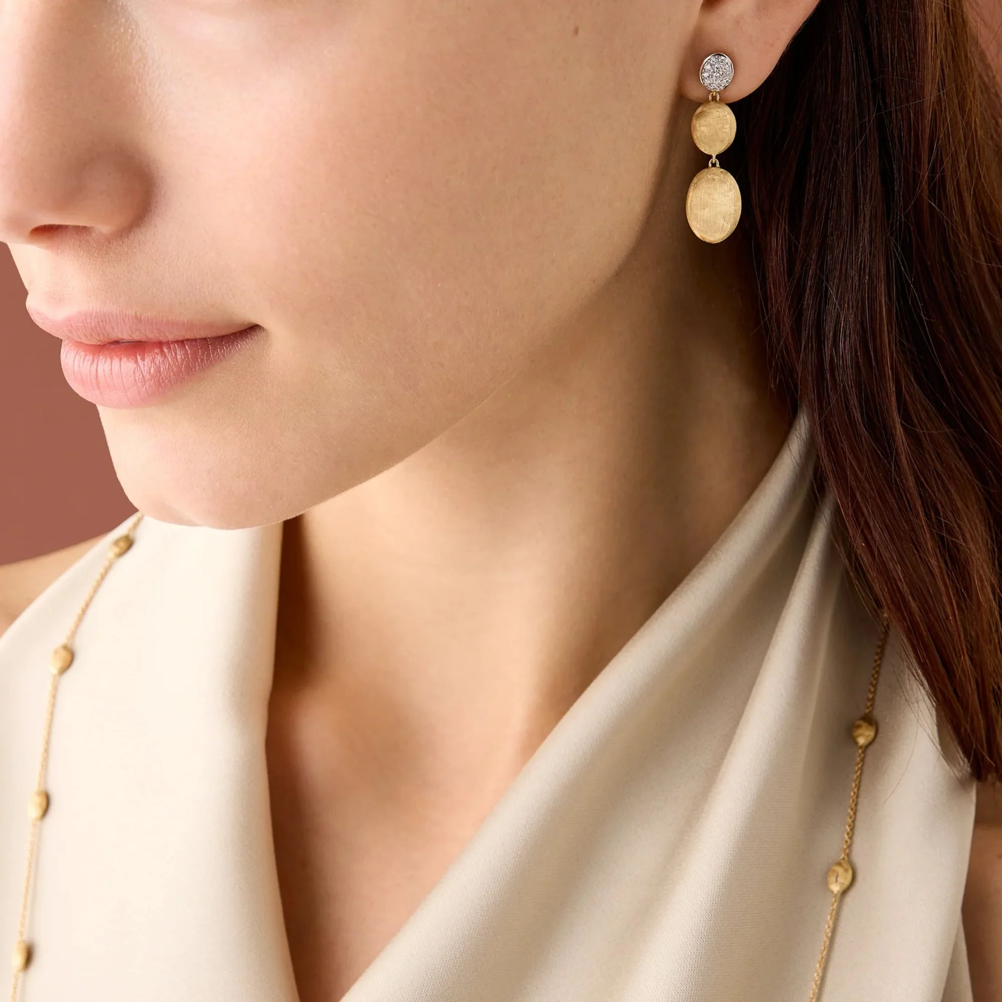 Siviglia Collection Triple Drop Earrings with Diamond Accent - Image 2