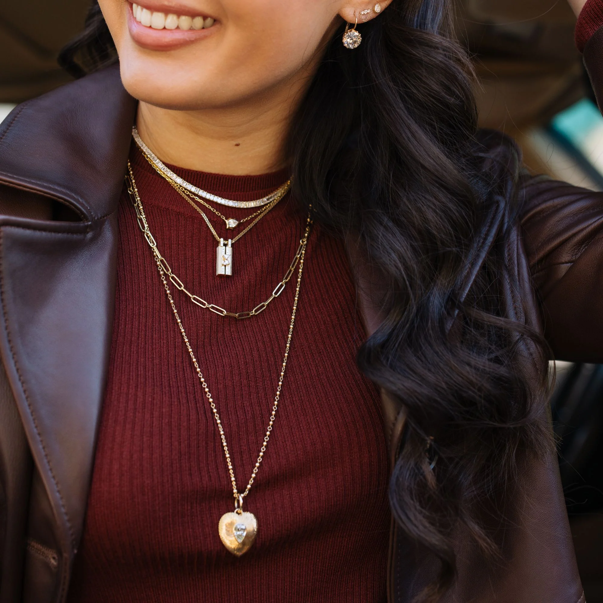 Small Blade Double Pear Diamond Pendant Necklace - Image 4