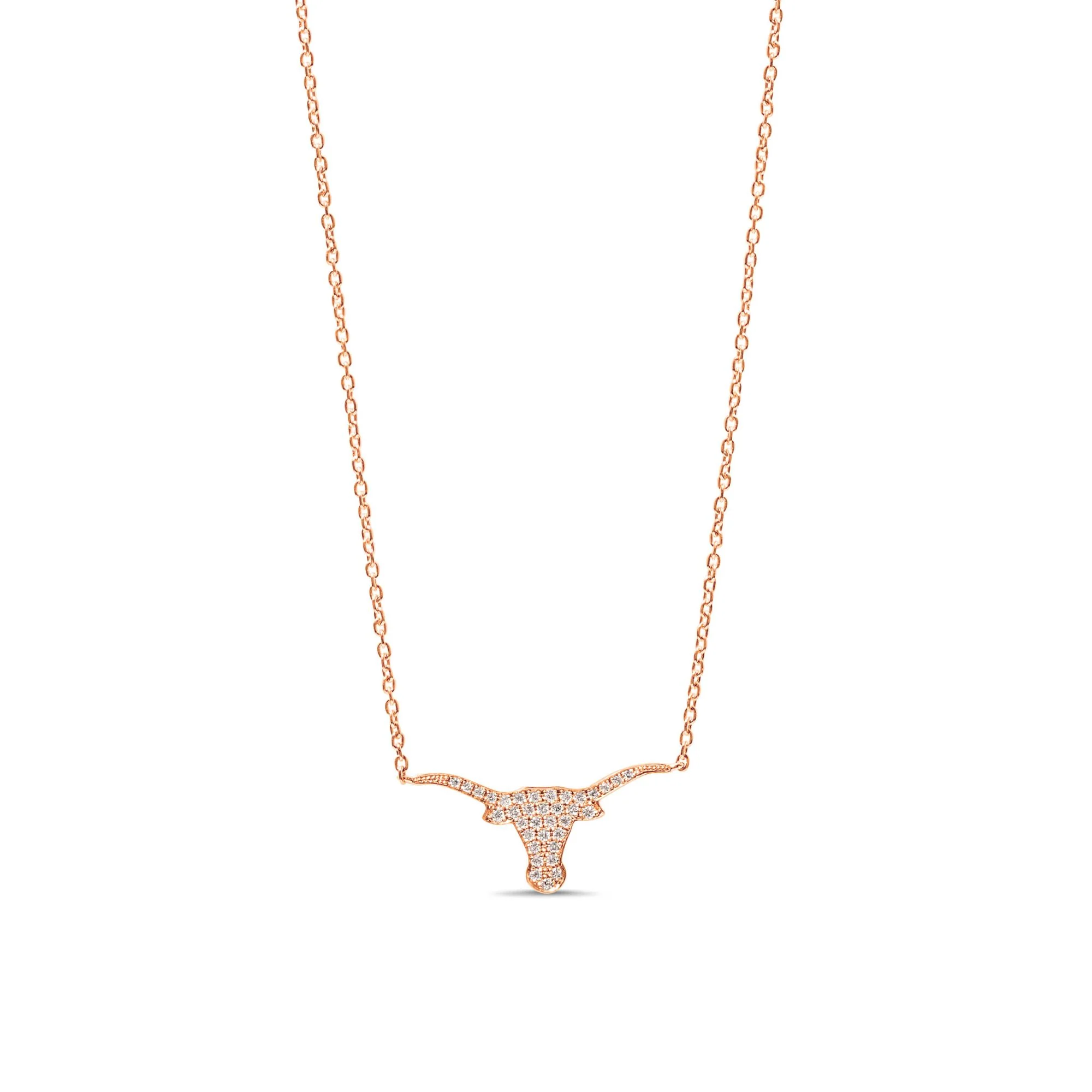 Small Pavé Diamond Longhorn Necklace - Image 3