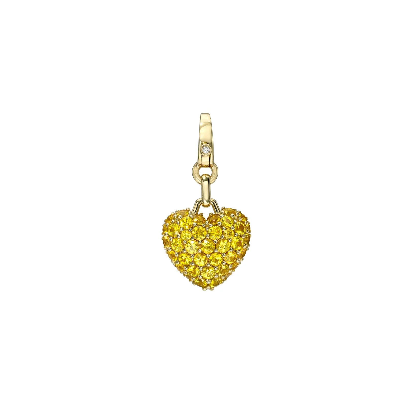 Small Puff Pavé Gemstone Heart Charm - Image 2
