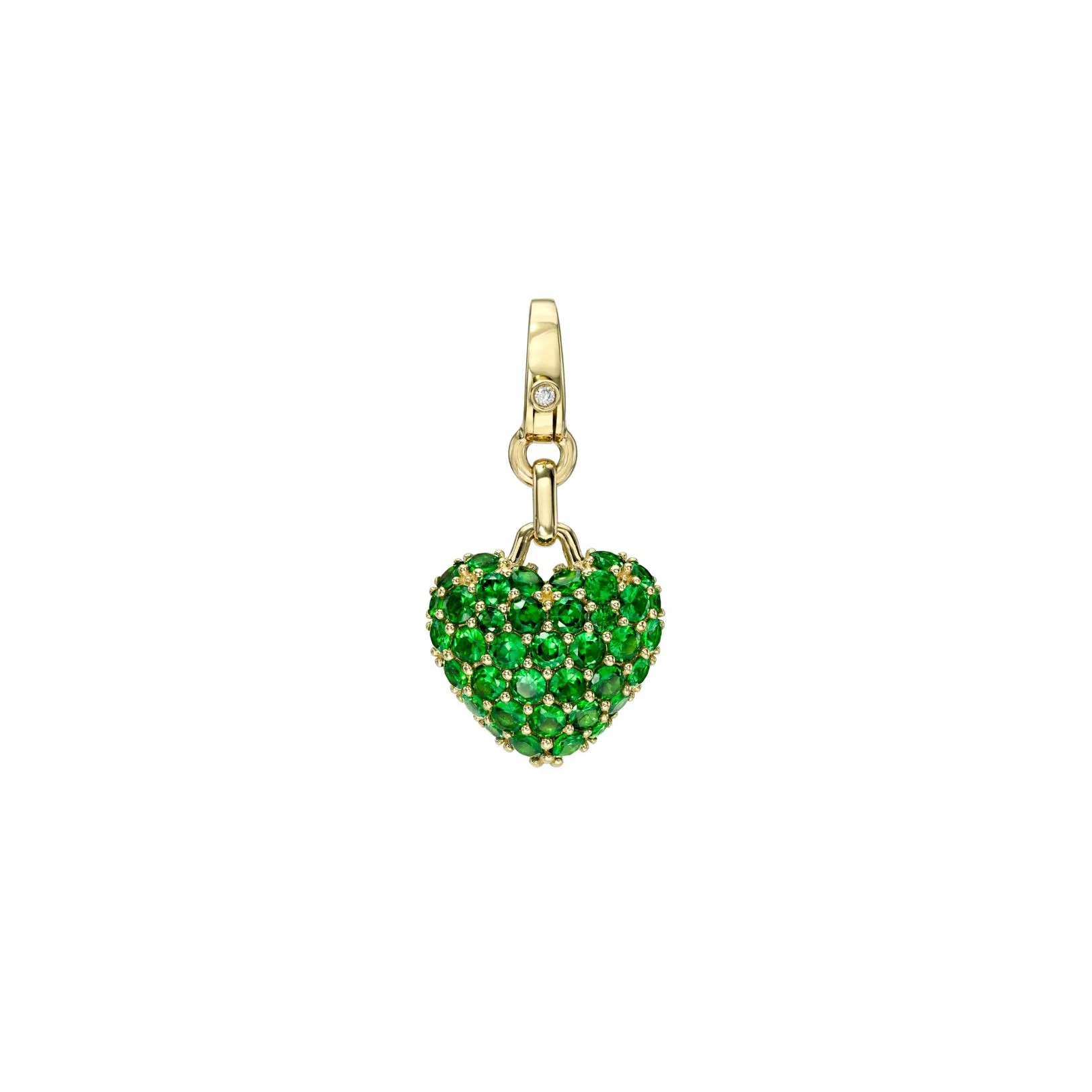 Small Puff Pavé Gemstone Heart Charm - Image 3
