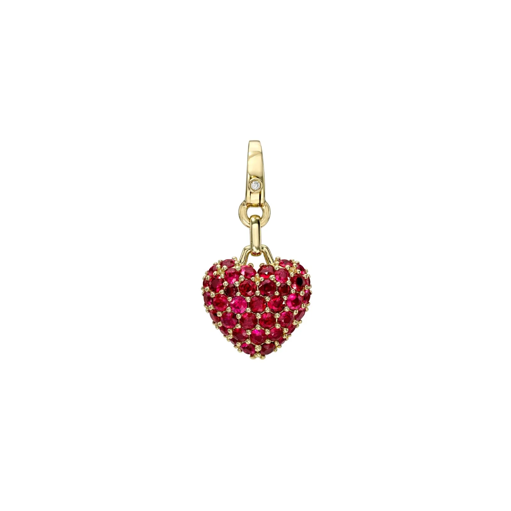 Small Puff Pavé Gemstone Heart Charm - Image 4