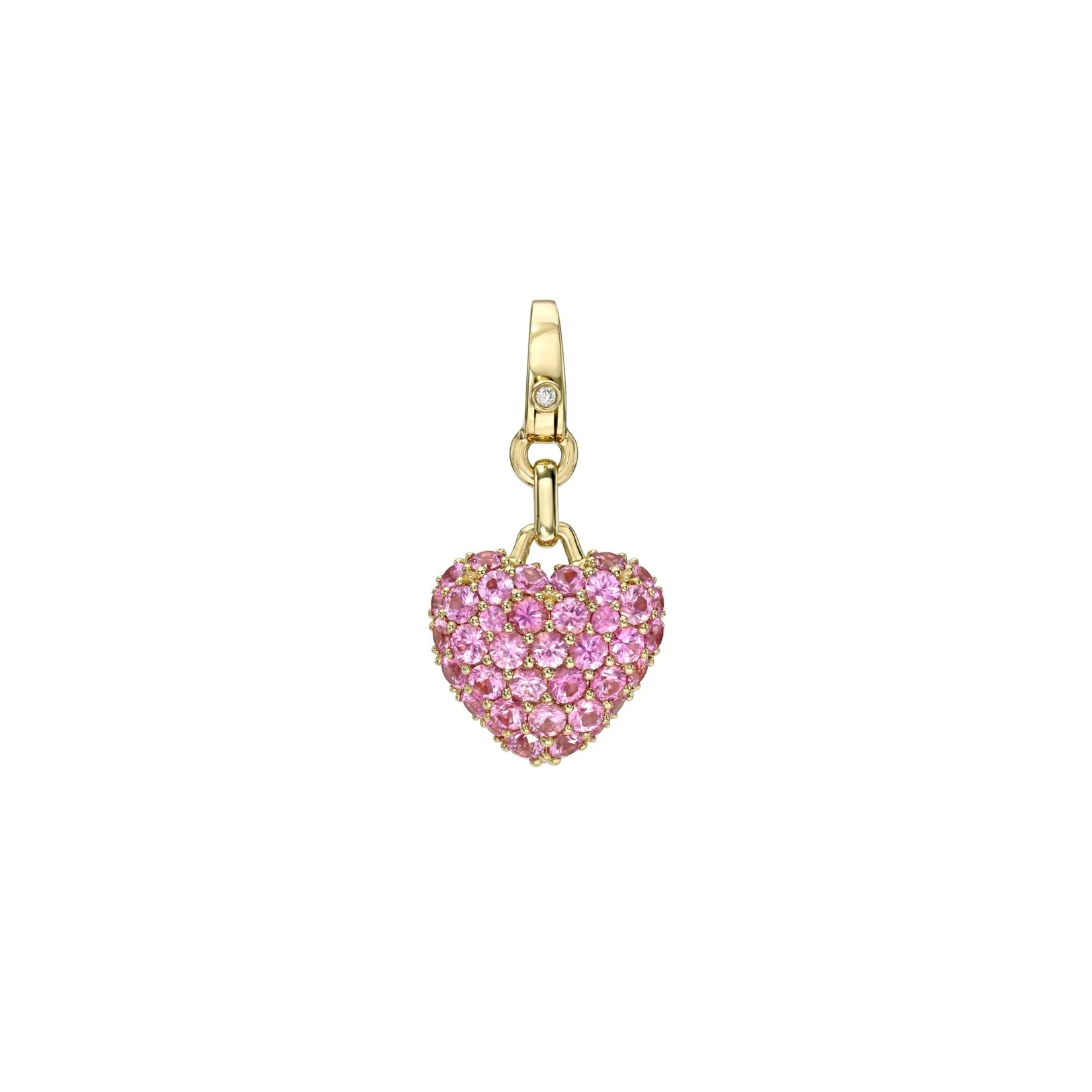 Small Puff Pavé Gemstone Heart Charm - Image 5