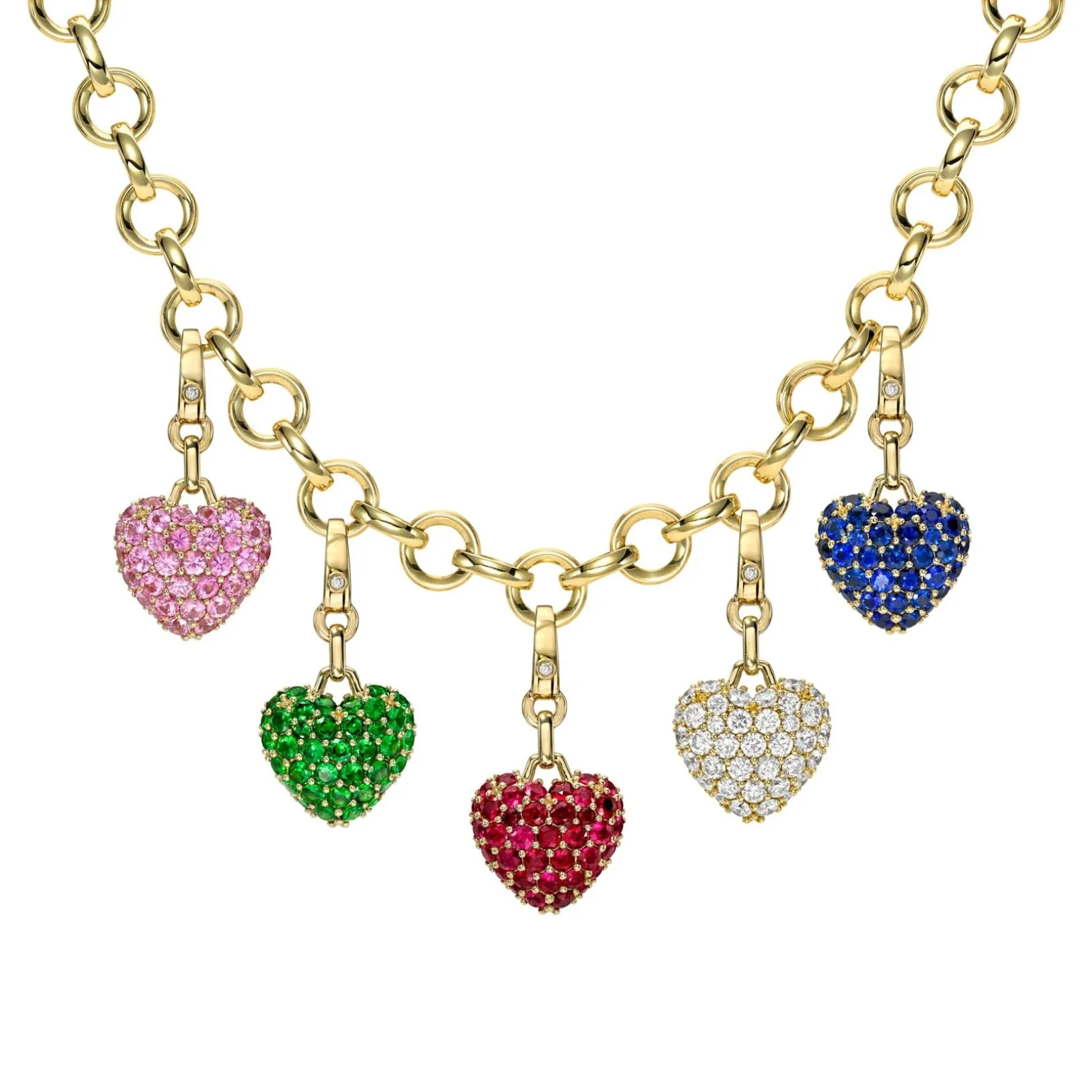 Small Puff Pavé Gemstone Heart Charm - Image 6