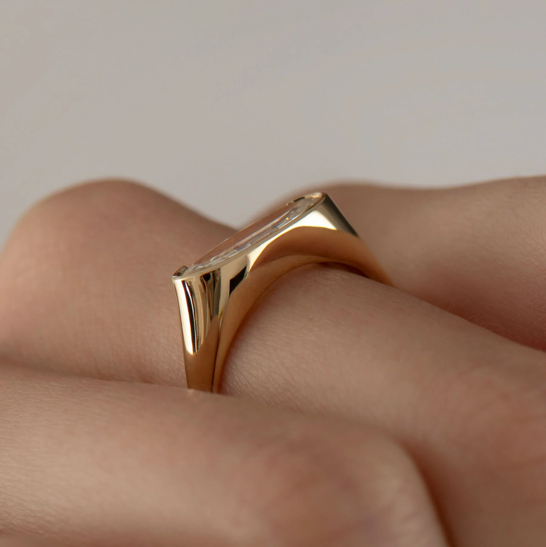 Solitaire Diamond Ring in Elongated Moval Cut - Image 7