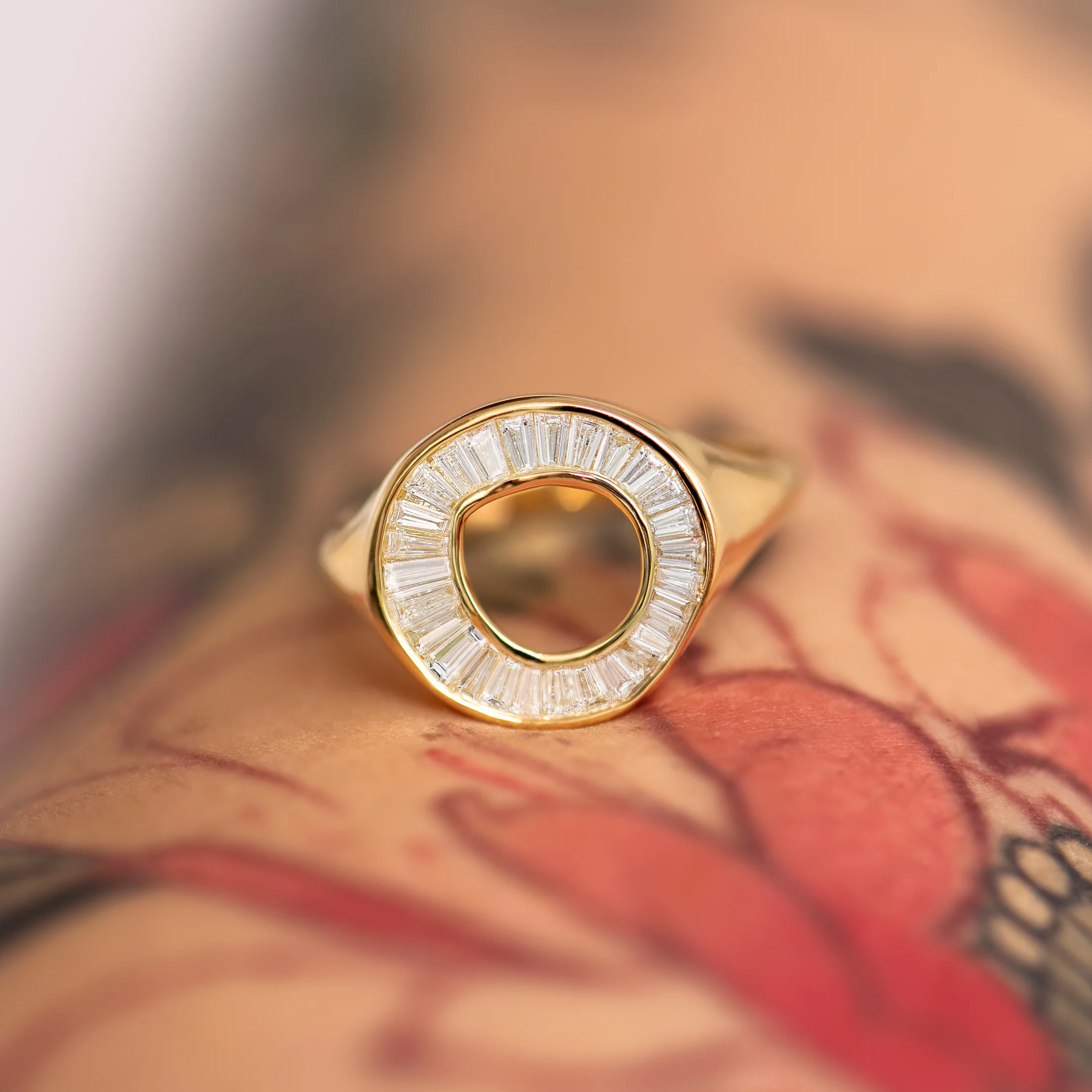 Tapered Baguette Diamond Sphere Engagement Ring - Image 5