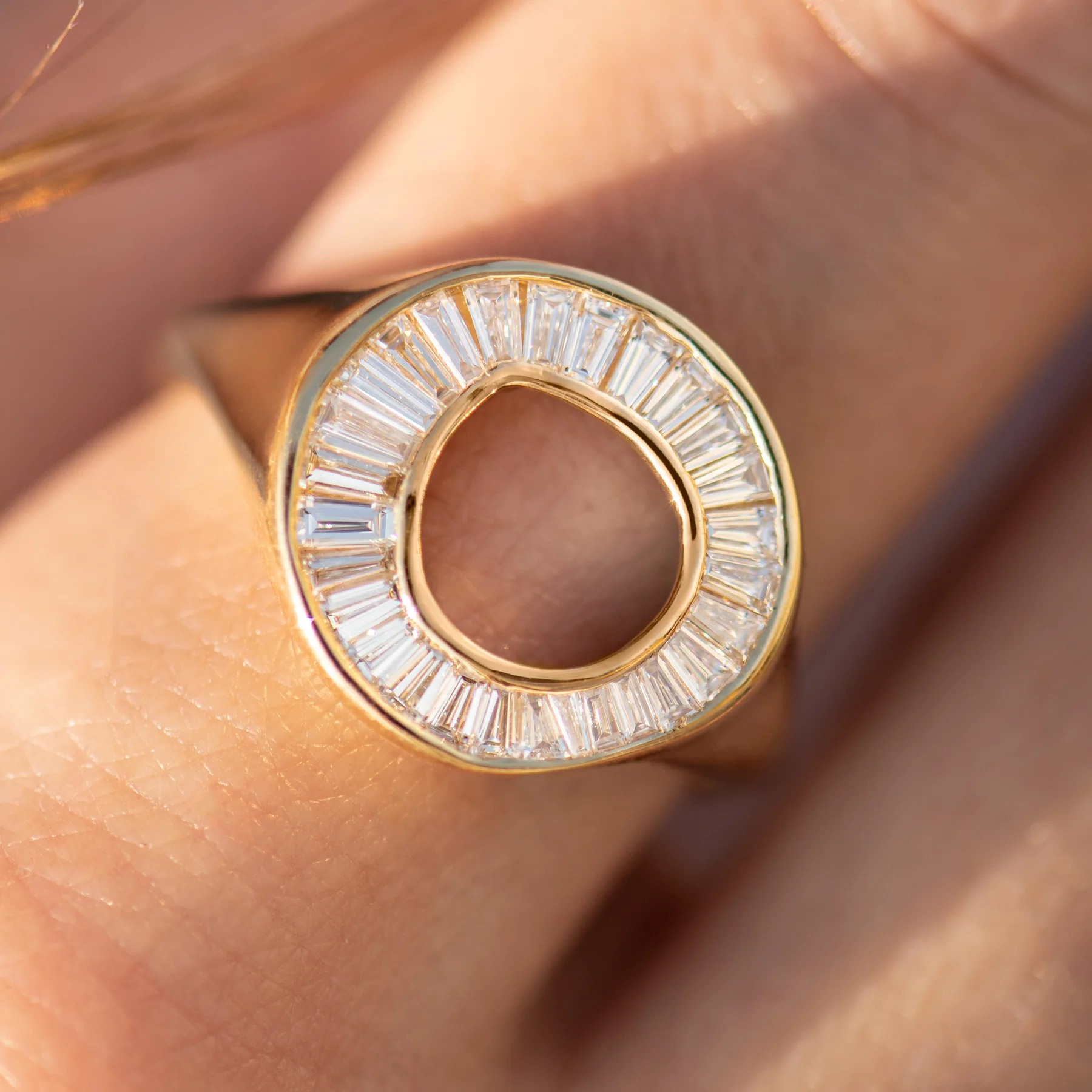Tapered Baguette Diamond Sphere Engagement Ring - Image 6