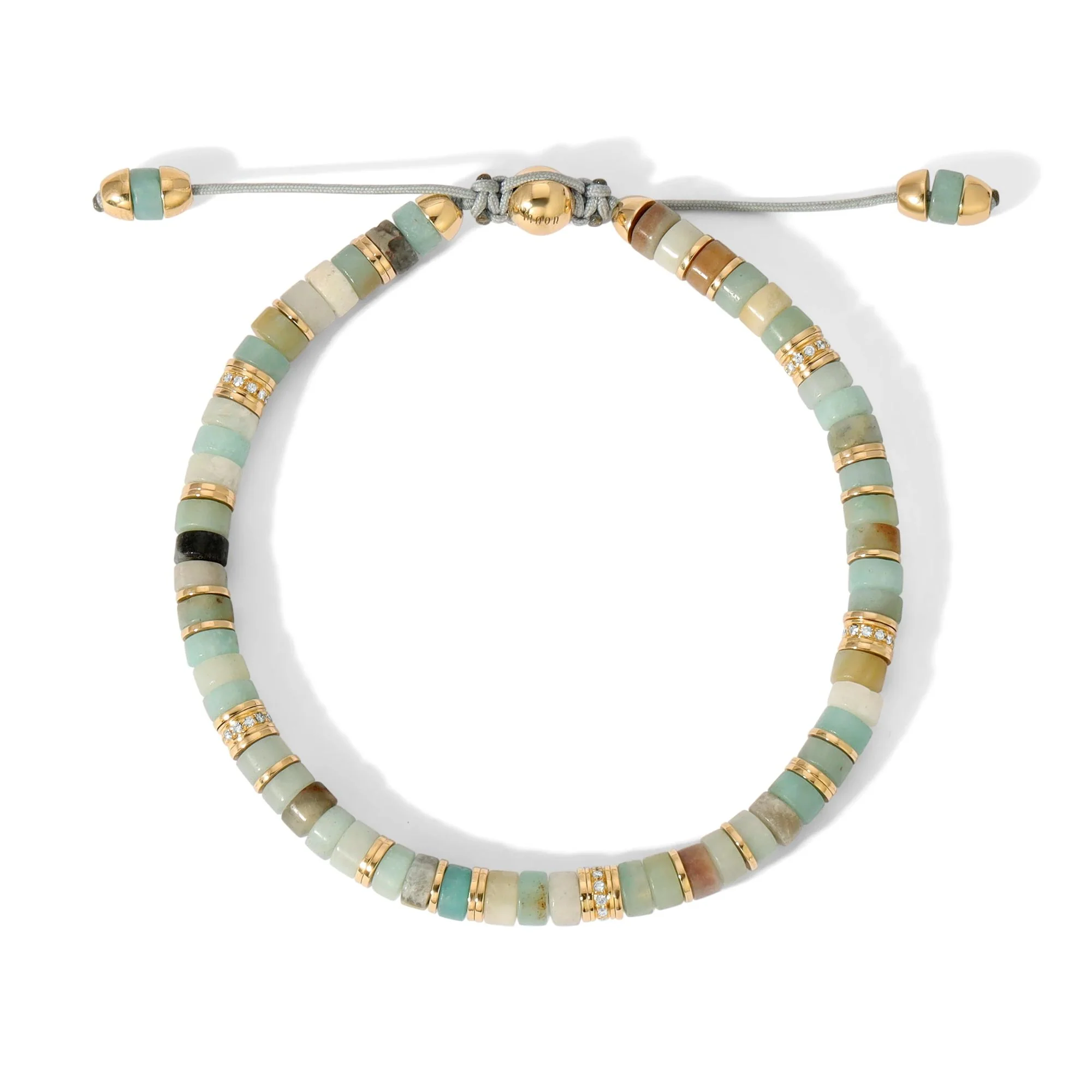 Tucson Amazonite & White Diamond Beaded Bracelet - Image 2