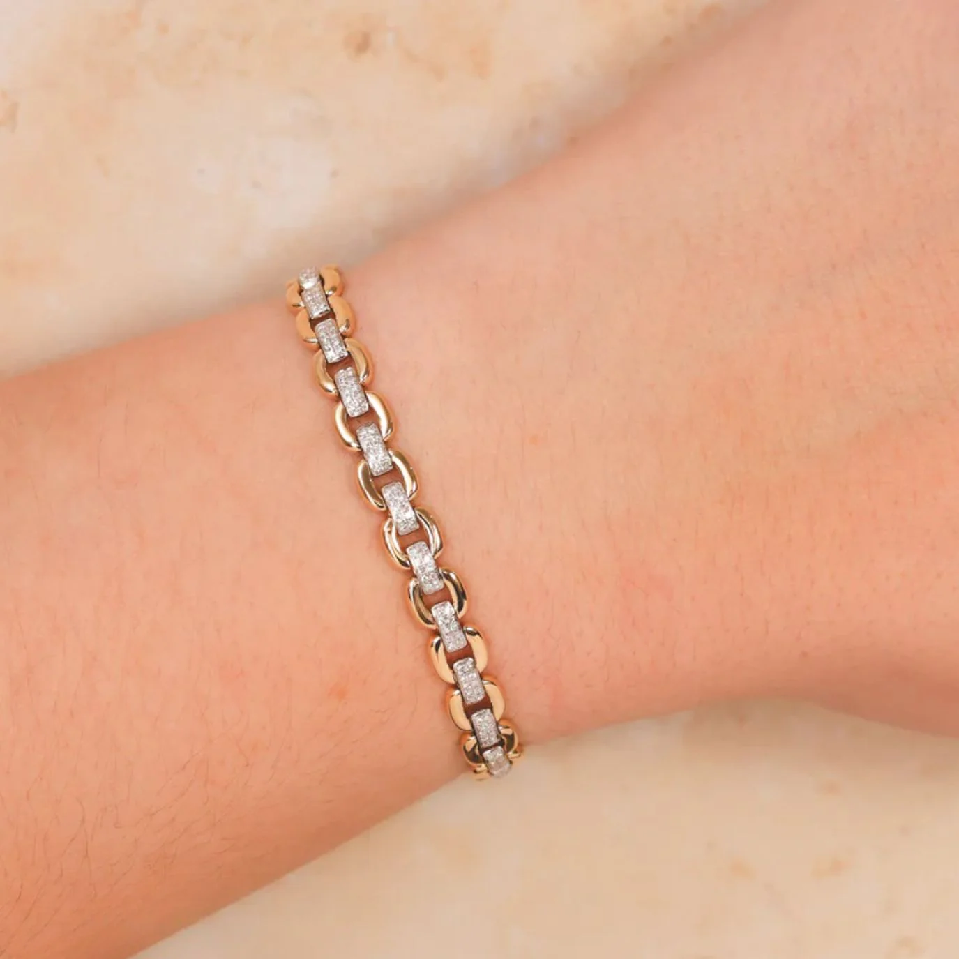 Two Tone Pavé Link Bracelet - Image 2