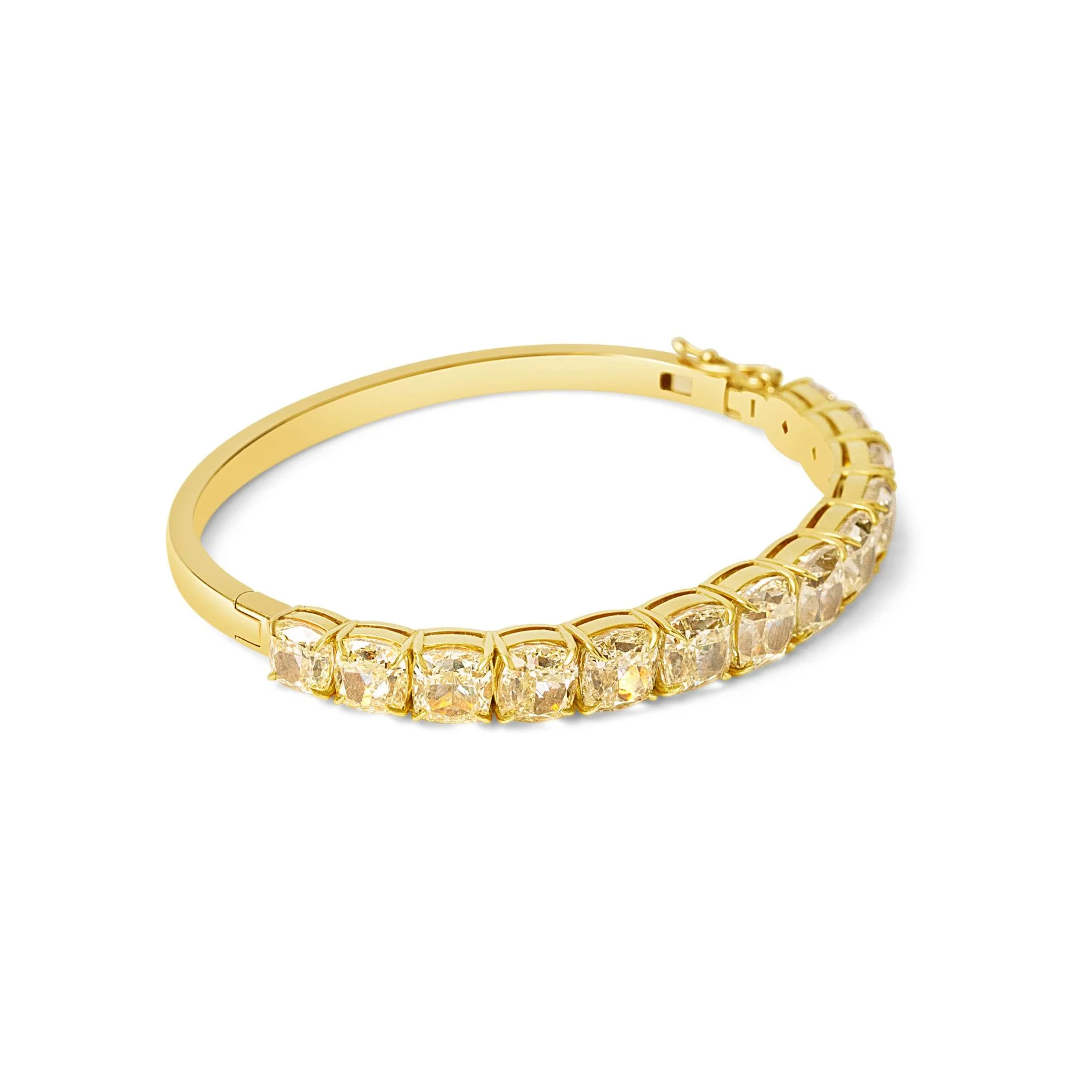 Yellow Diamond Cushion Bangle Bracelet - Image 2