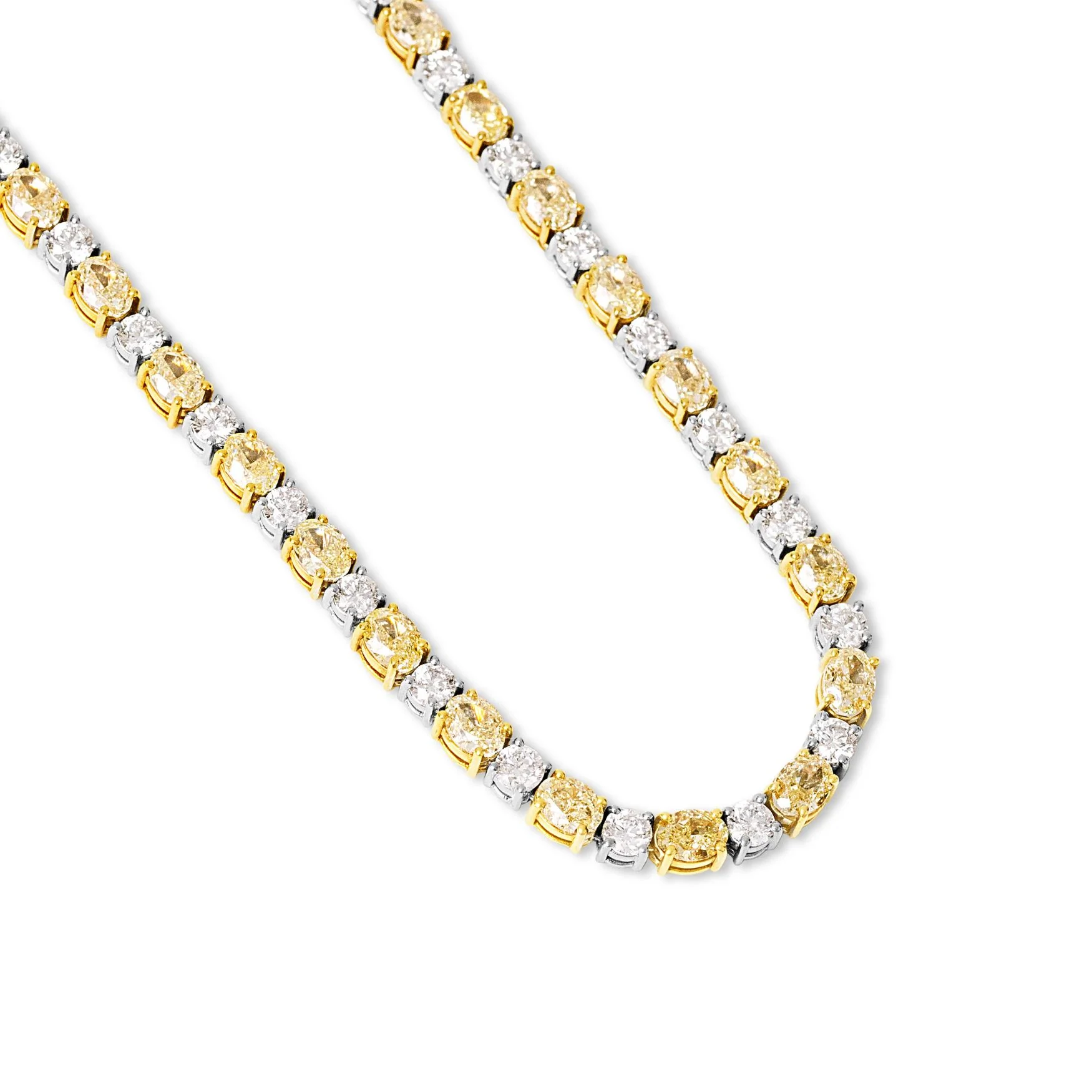Yellow & White Diamond Tennis Necklace - Image 2
