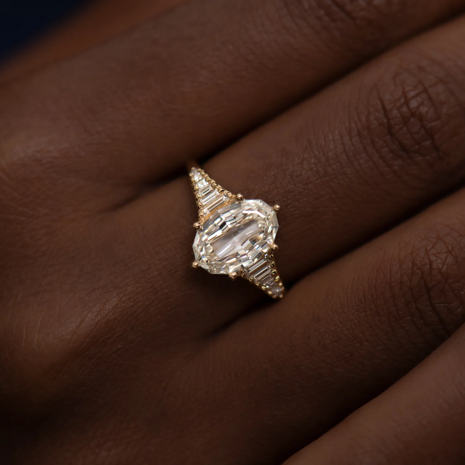 Zeppelin Oval Step Cut Diamond Engagement Ring - Image 2