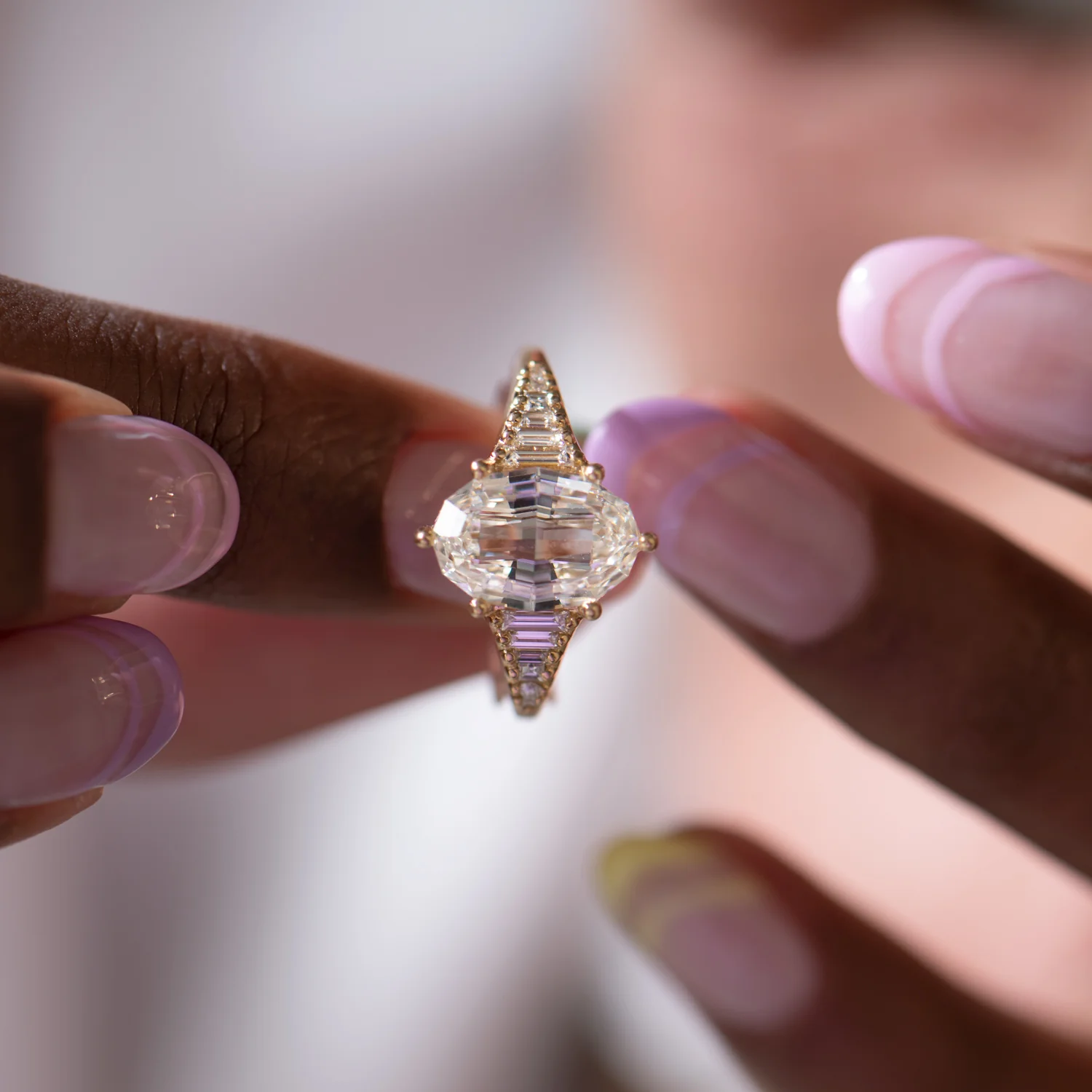Zeppelin Oval Step Cut Diamond Engagement Ring - Image 4