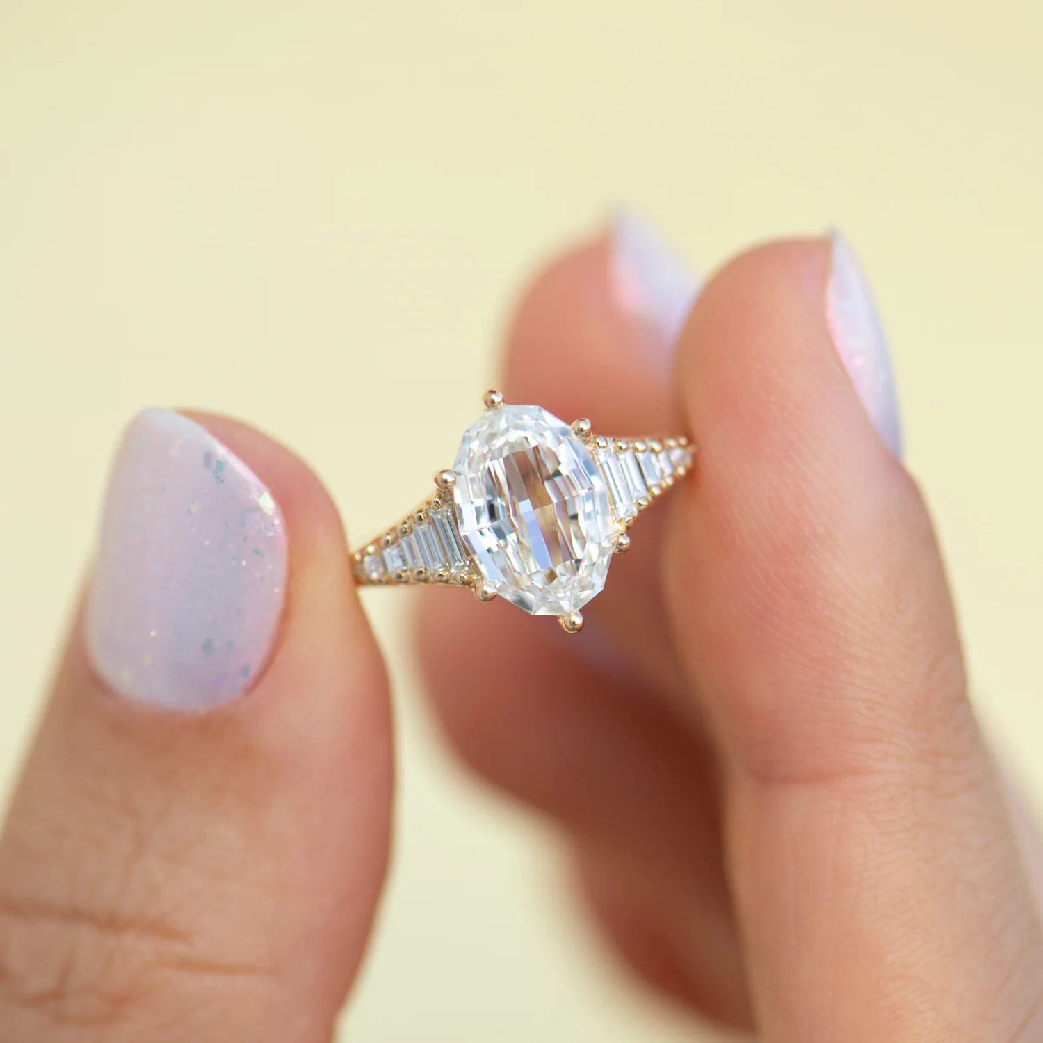 Zeppelin Oval Step Cut Diamond Engagement Ring - Image 6
